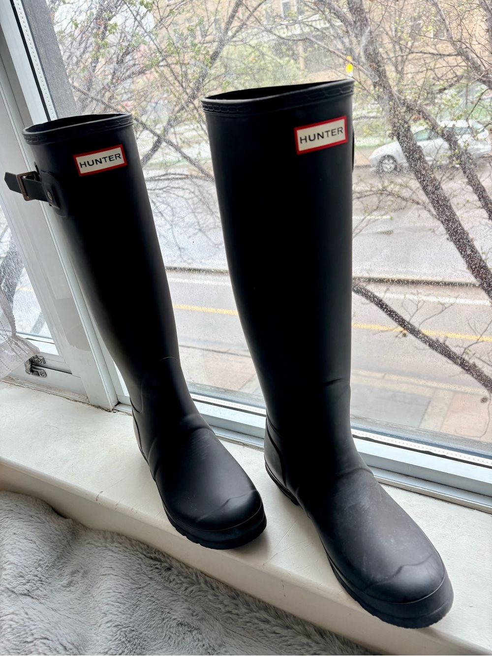 Hunter Matte Black Knee-High Rain Boots